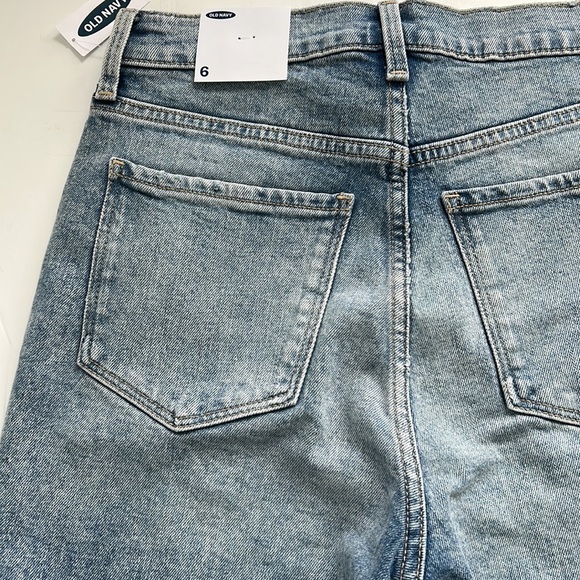 NWT Old Navy high waisted zip closure distressed faded blue 7” jean short cutoff - Picture 9 of 15